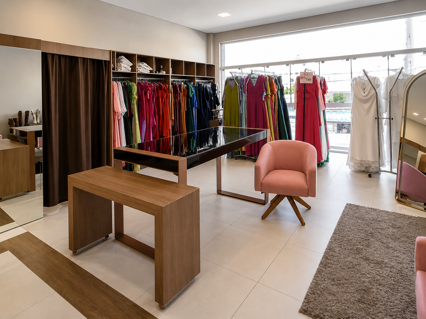 Vestidos coloridos em arara Miss Amores